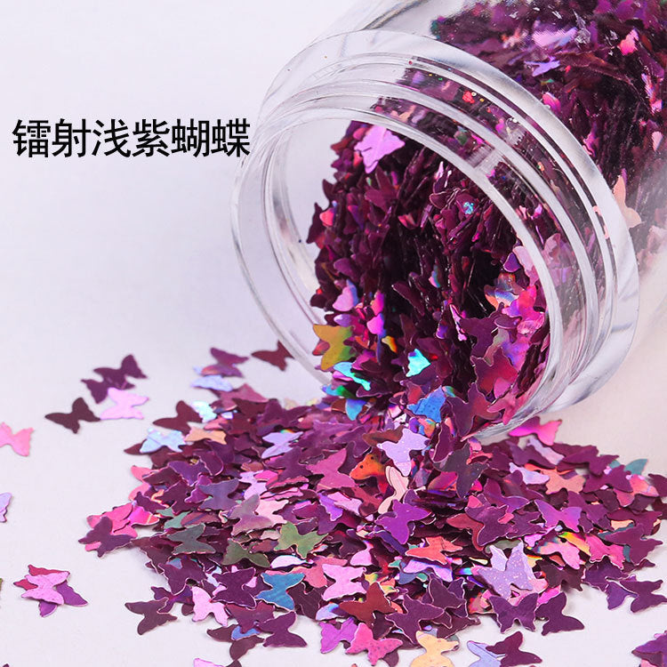 Wholesale Internet Celebrity Sparkling Laser Butterfly Nail Patch Phone Case Glitter Ring Powder Glitter Powder Drop Glue Glitter